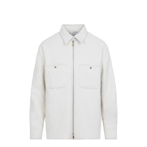 Cotton Blend Bouclé Down Shirt Jacket - Ivory