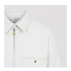 Cotton Blend Bouclé Down Shirt Jacket - Ivory