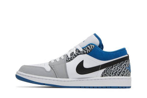 Air Jordan 1 Low Light Grey And Dark Marina Blue