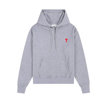 Ami De Coeur Embroidered Logo Hoodie Grey/Red