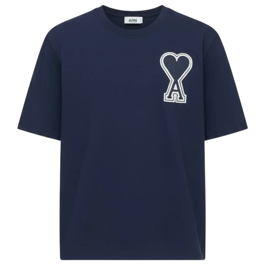 AMI Alexandre Mattiussi SSENSE Exclusive Navy Ami de Cœur T-Shirt