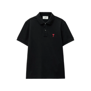 AMI PARIS Organic Cotton Regular Fit Polo T-Shirt (Black)