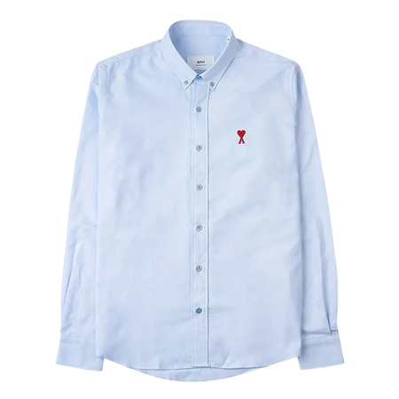 Ami ADC Red Heart Oxford Shirt Sky Blue