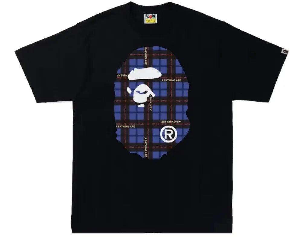 BAPE Logo Check Big Ape Head T-Shirt - Black
