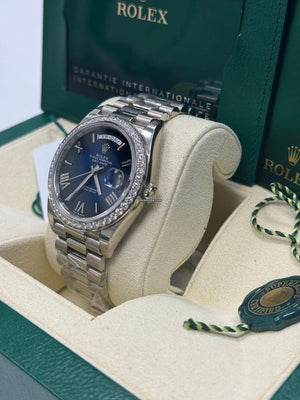 Rolex | Day-Date | 228349RBR | White gold | 40 x 48 mm | White gold | Blue | Automatic