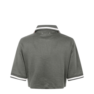 Green Shorts Sleeves Polo Collar Cropped Top