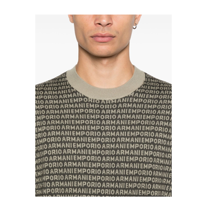 Virgin-Wool Jumper with All-Over Jacquard Signature Logo