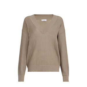 Cotton Ribbed Net Sweater - Walnut