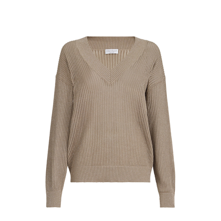 Cotton Ribbed Net Sweater - Walnut