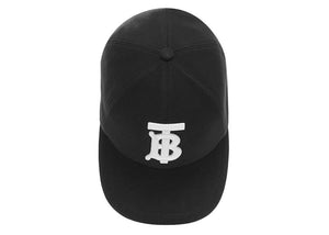 Burberry Monogram Motif Cotton Jersey Baseball Cap Black White