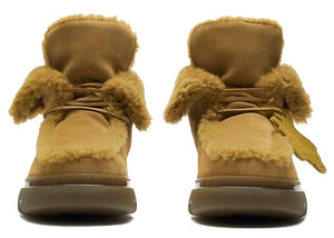 Burberry Shearling Embellished Suede Creeper Boot Yellow
