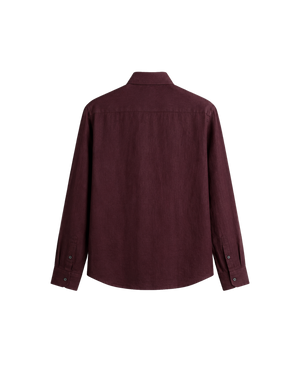 HASHWAY ARCHIVES LINEN EMBROIDERED SHIRT - DARK BURGANDY