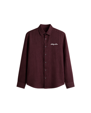 HASHWAY ARCHIVES LINEN EMBROIDERED SHIRT - DARK BURGANDY