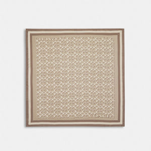 Coach Signature Print Silk Square Scarf Bone