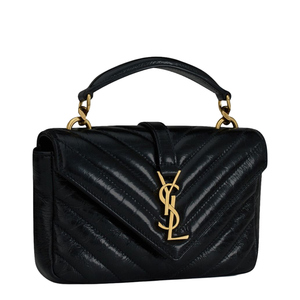 College Mini Leather Shoulder Bags - Black