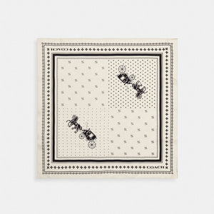 Coach Horse And Carriage Dot Print Silk Bandana Chalk & Black