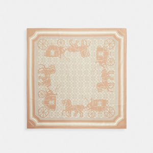 Coach Signature Horse And Carriage Print Silk Square Scarf Taupe