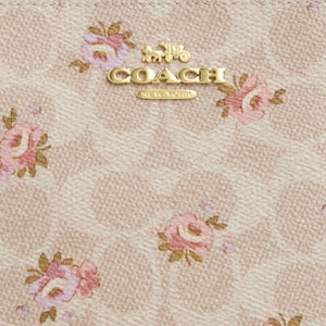 Coach Large Corner Zip Wristlet In Signature Canvas Gold-Sand Multi