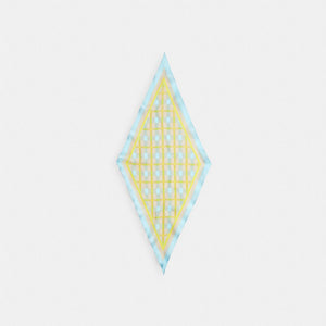 Coach Maude Plaid Print Silk Diamond Scarf Blue