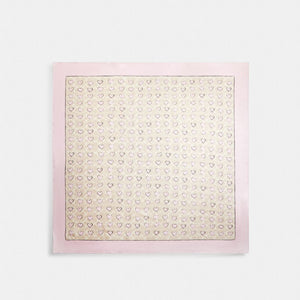 Coach Signature Doodle Heart Print Silk Square Scarf Sand-Pink