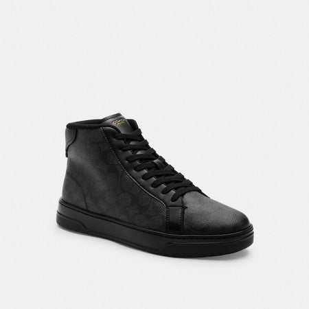 Men's Coach High Line High Top Sneaker In Signature Canvas Graphite Black