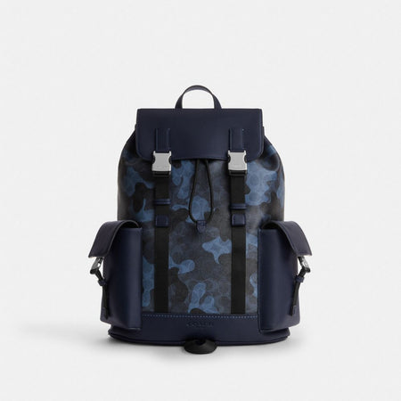 Coach Clark Backpack In Signature Camo Print Silver Blue Multi