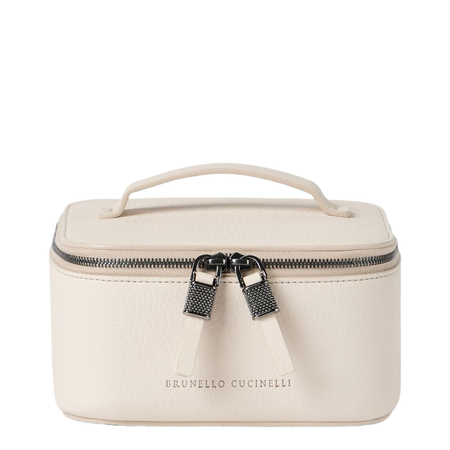 Zipper Grained Calfskin Jewelry Box - White