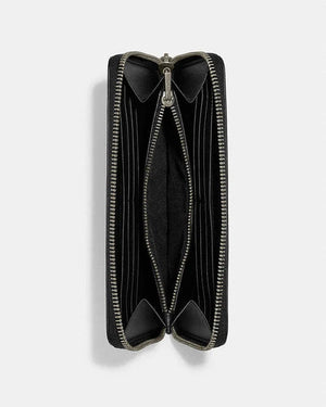 Coach Accordion Wallet In Signature Leather Smooth Leather-Gunmetal-Black