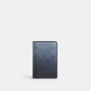 Coach Id Card Wallet In Ombre Signature Canvas Blue