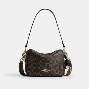 Coach Carey Crossbody Bag In Loved Signature Canvas With Charms Gold Brown