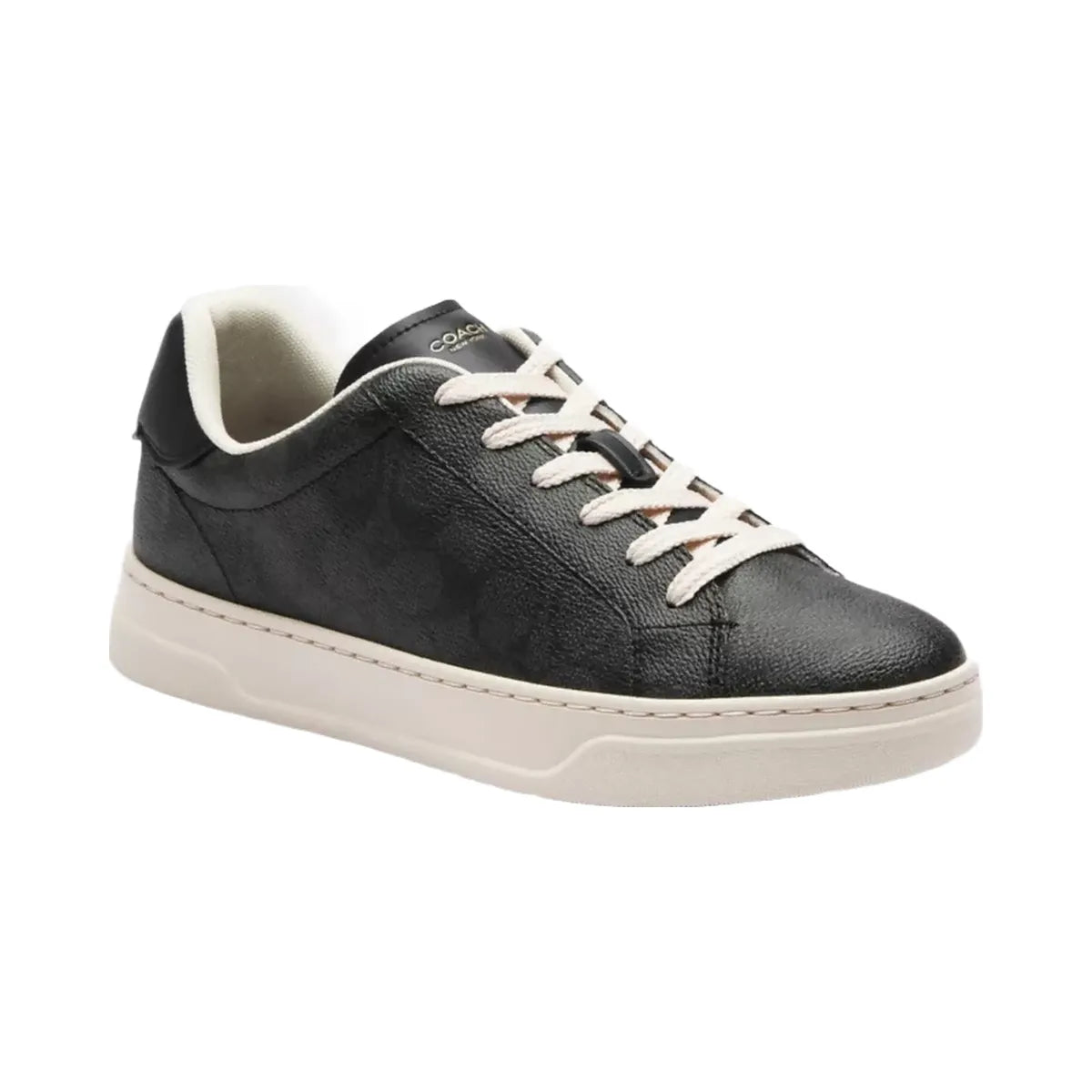 Coach High Line Sneaker In Signature Canvas in Charcoal Black