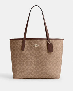 Coach City Tote Bag In Signature Canvas Signature Canvas-Gold-Tan-Brown