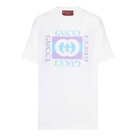 Cotton Jersey T-Shirt with Print in White