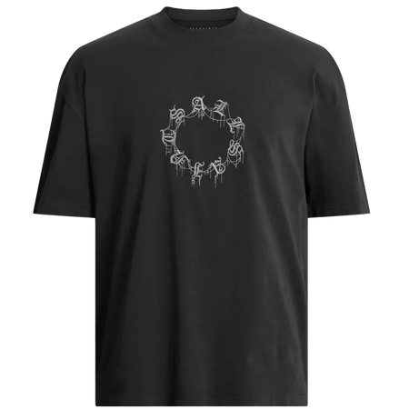 CRYPTIERRA SS CREW - Print T-shirt - washed black