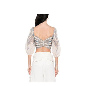 Pleated Bodice Blue Paisley Online