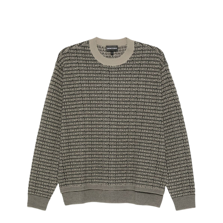 Virgin-Wool Jumper with All-Over Jacquard Signature Logo