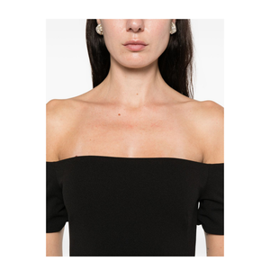 Black Long Dress With Off-The-Shoulder Design