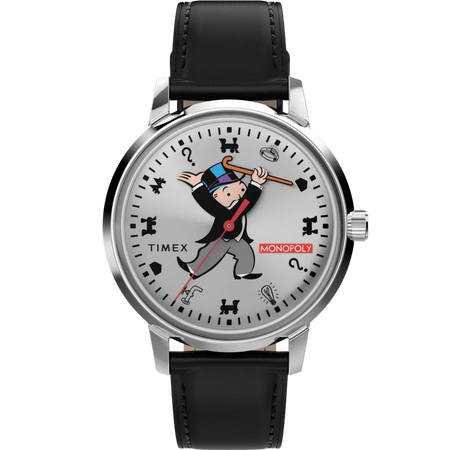 Timex x Monopoly Marlin Leather Strap Silver Tone - 38 mm