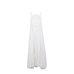 Dress in Light Cotton Poplin with Circular Lace Bodice