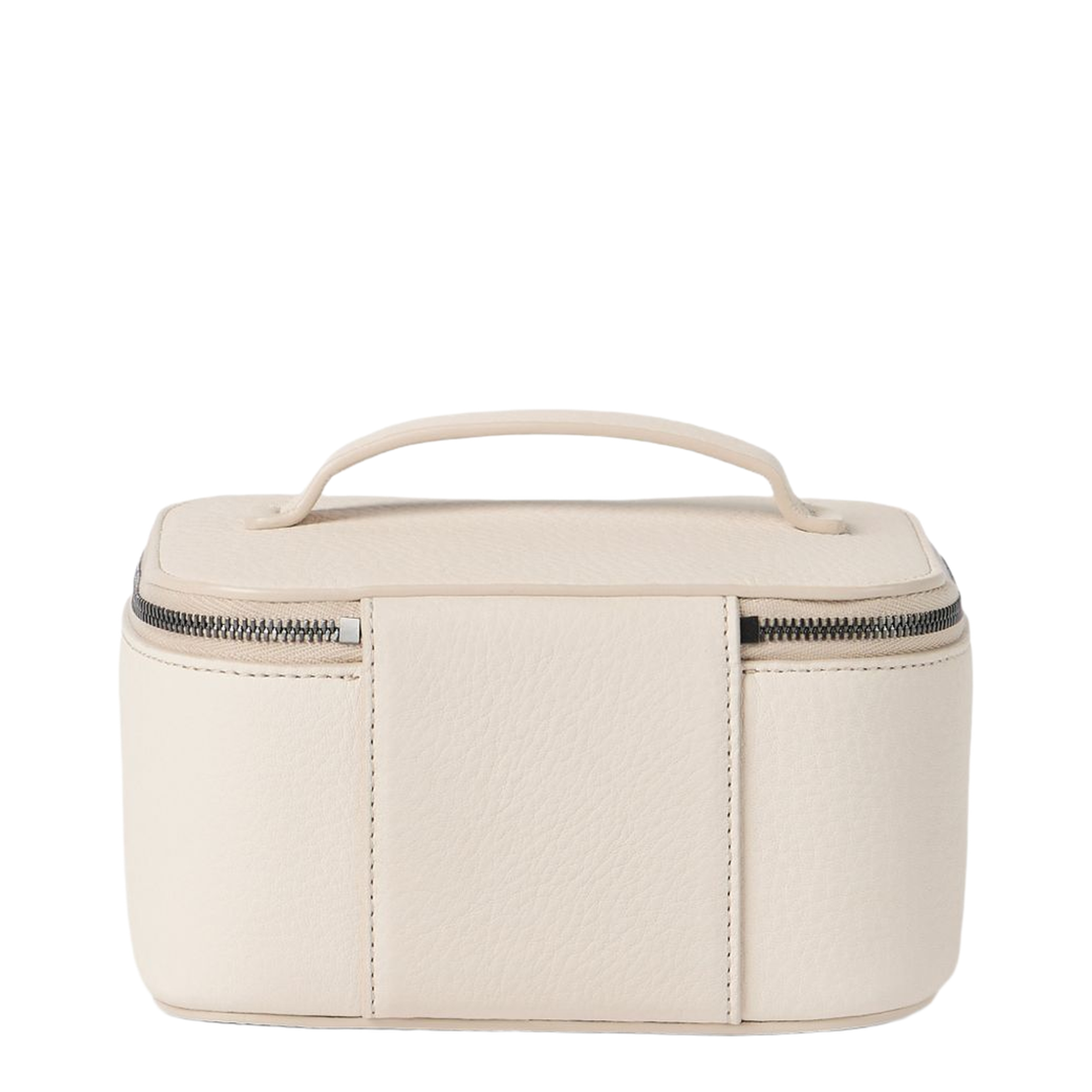 Zipper Grained Calfskin Jewelry Box - White