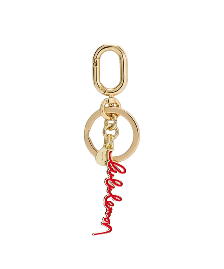 Lululemon Metal Script Keychain Lulu Red/Gold