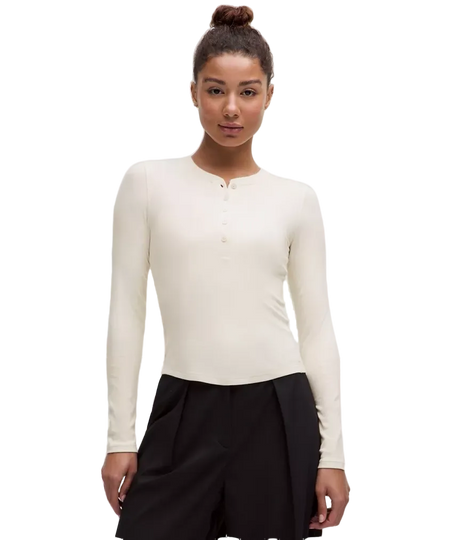 Lululemon Hold Tight Long-Sleeve Henley Light Ivory