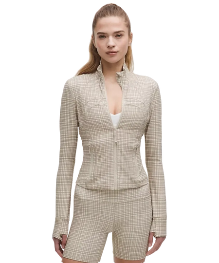 Lululemon Define Cropped Jacket Nulu Glow Grid Light Ivory Multi