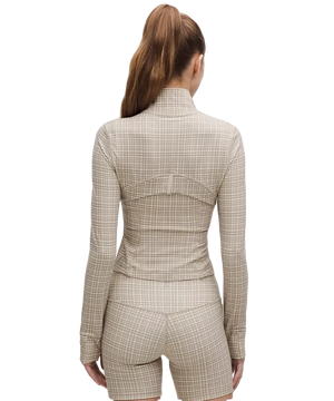Lululemon Define Cropped Jacket Nulu Glow Grid Light Ivory Multi