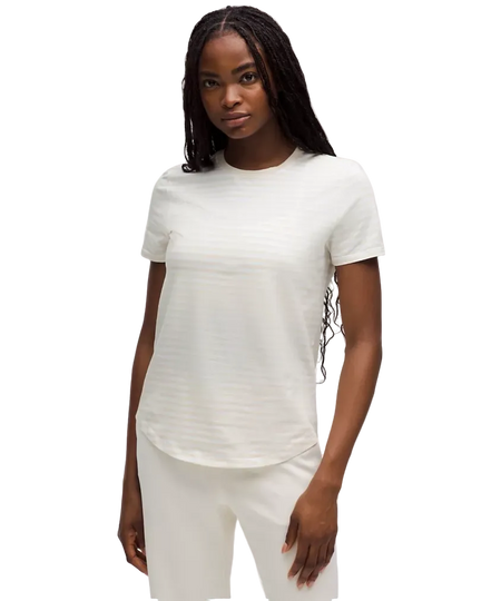 Lululemon Love Curved-Hem Crewneck T-Shirt Narrow Bold Stripe Light Ivory White