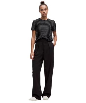 Lululemon Love Curved-Hem Crewneck T-Shirt Shorts Serve Stripe Black White