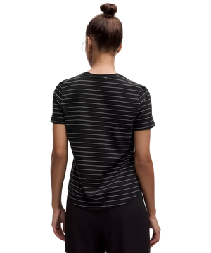 Lululemon Love Curved-Hem Crewneck T-Shirt Shorts Serve Stripe Black White