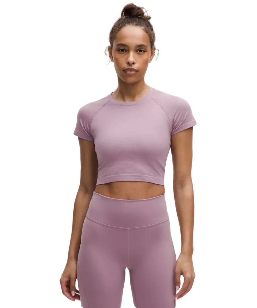 Lululemon Swiftly Tech Cropped Shorts-Sleeve Shirt 2.0 Lavender Lux
