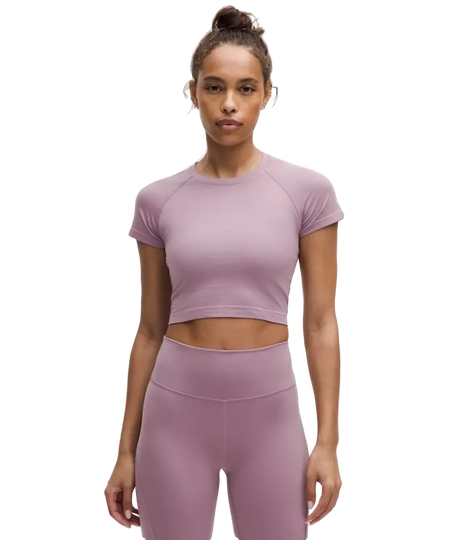 Lululemon Swiftly Tech Cropped Shorts-Sleeve Shirt 2.0 Lavender Lux