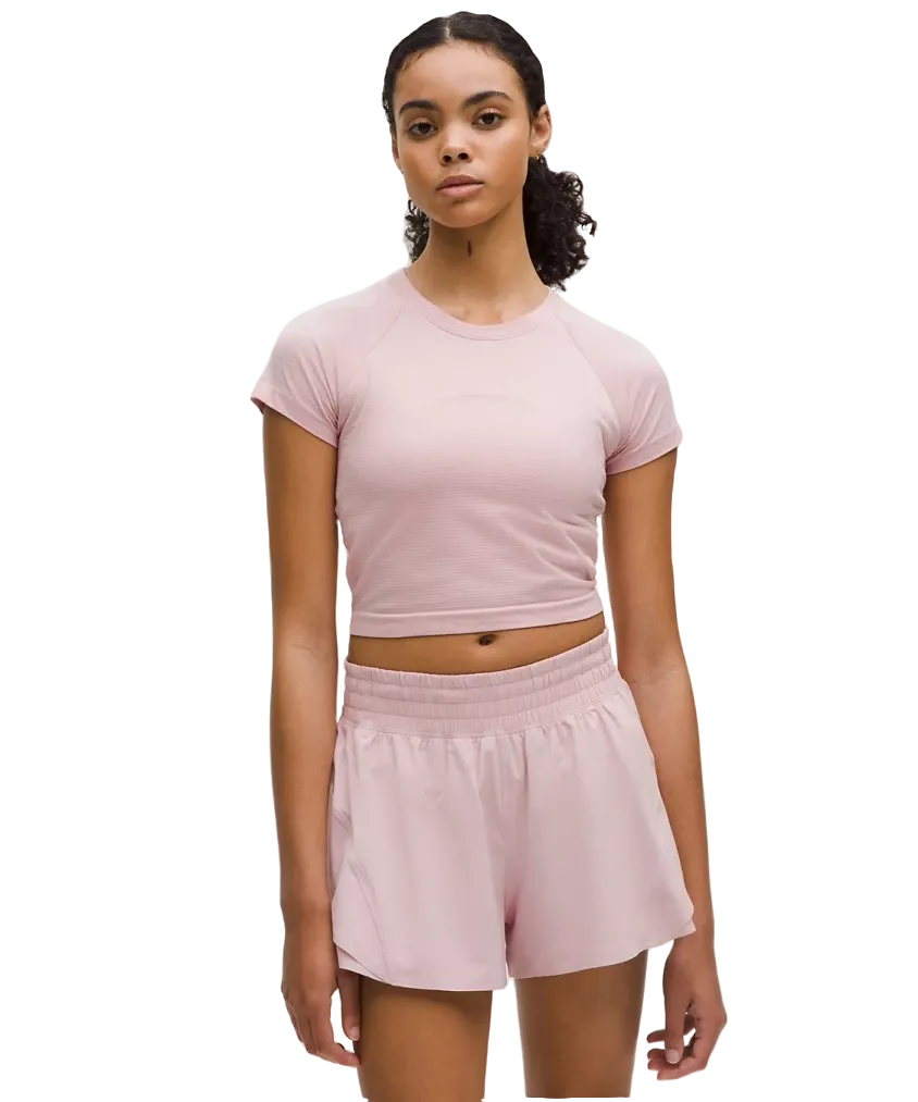 Lululemon Swiftly Tech Cropped Shorts-Sleeve Shirt 2.0 Pink Haze